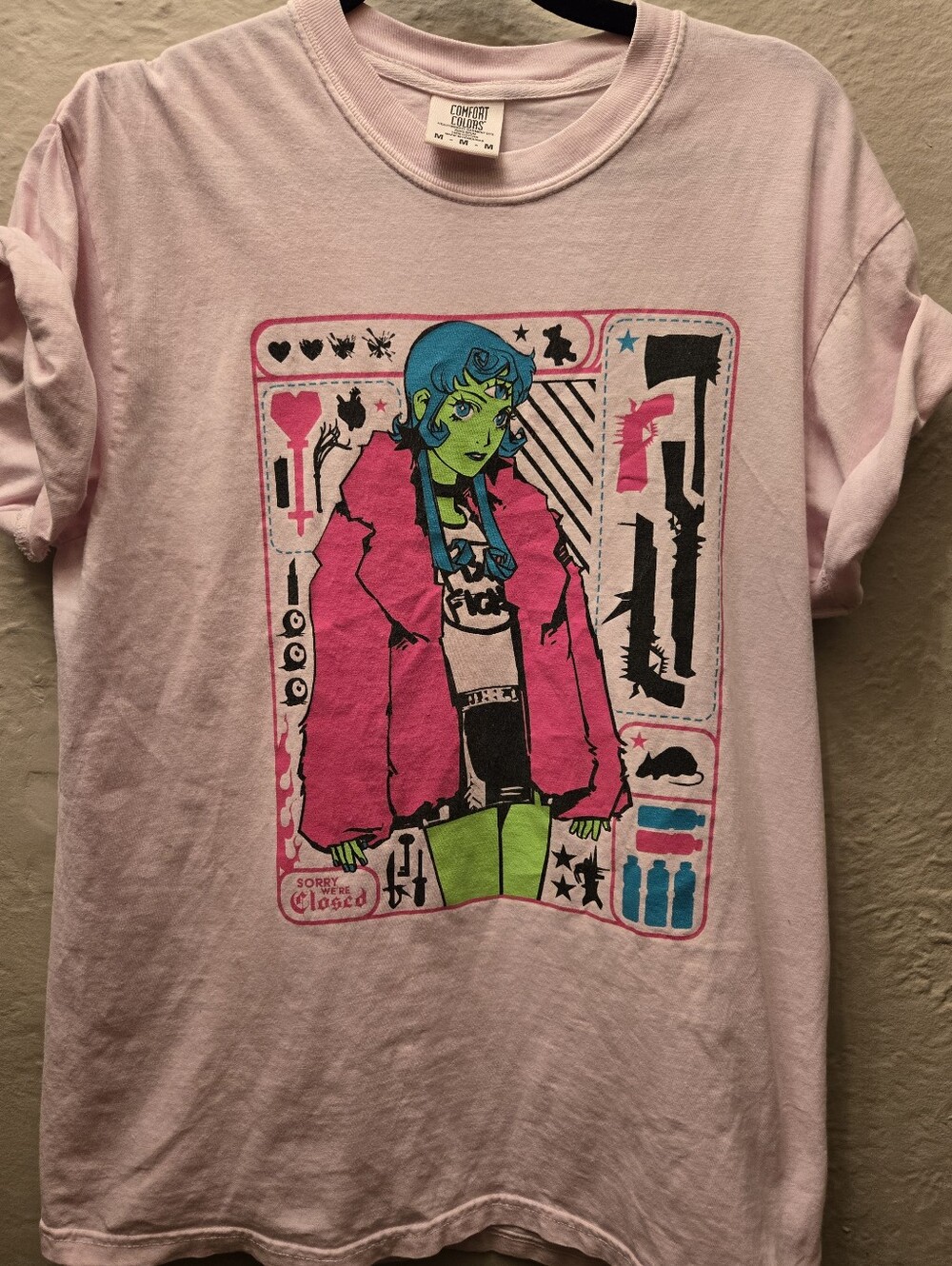 Sorry We’re Closed Anime Graphic Tee Medium Comfort Colors Goth Shirt